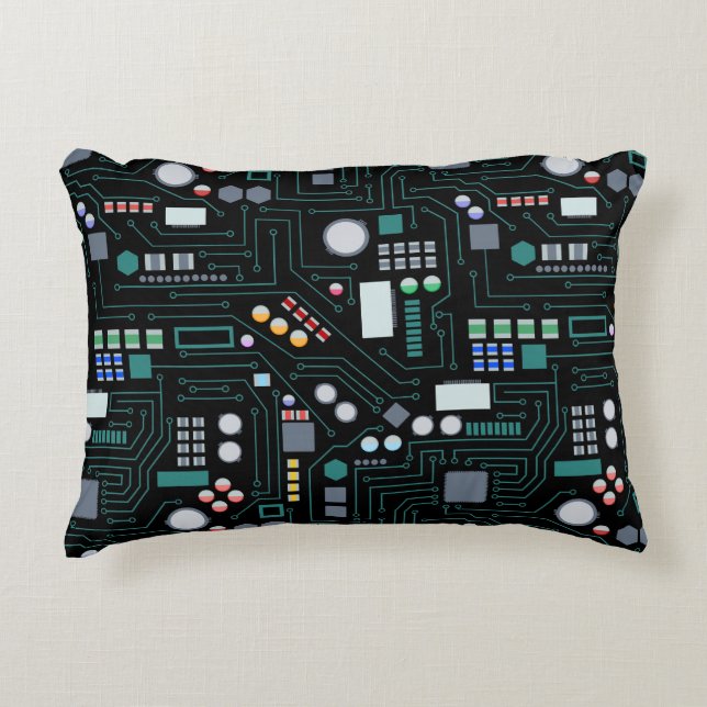 Computer Circuit Board Pattern Office Decor Decorative Cushion (Front)