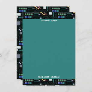 Computer Circuit Board Pattern Office Decor Thank You Card