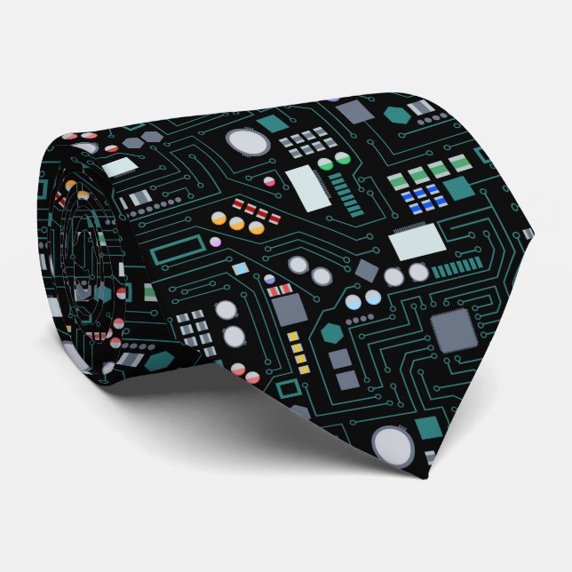 Computer Circuit Board Pattern Office Decor Tie (Rolled)