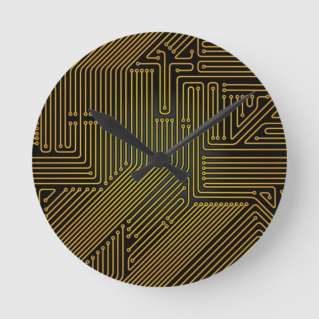 Computer circuit board pattern round clock (Front)