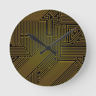 Computer circuit board pattern round clock