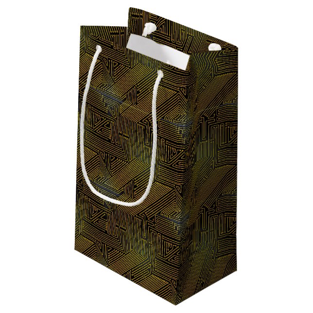 Computer circuit board pattern small gift bag (Back Angled)