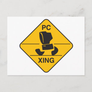 computer crossing (xing) sign postcard