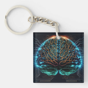 Computer Cyber Brain Key Chain