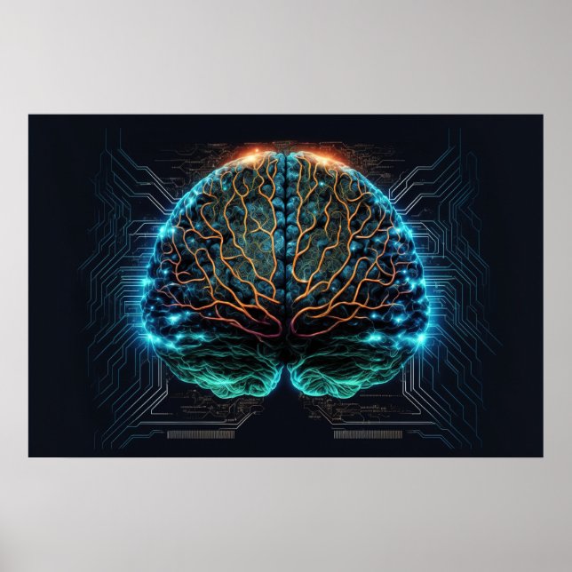 Computer Cyber Brain Poster (Front)