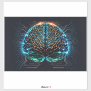 Computer Cyber Brain Vinyl Sticker