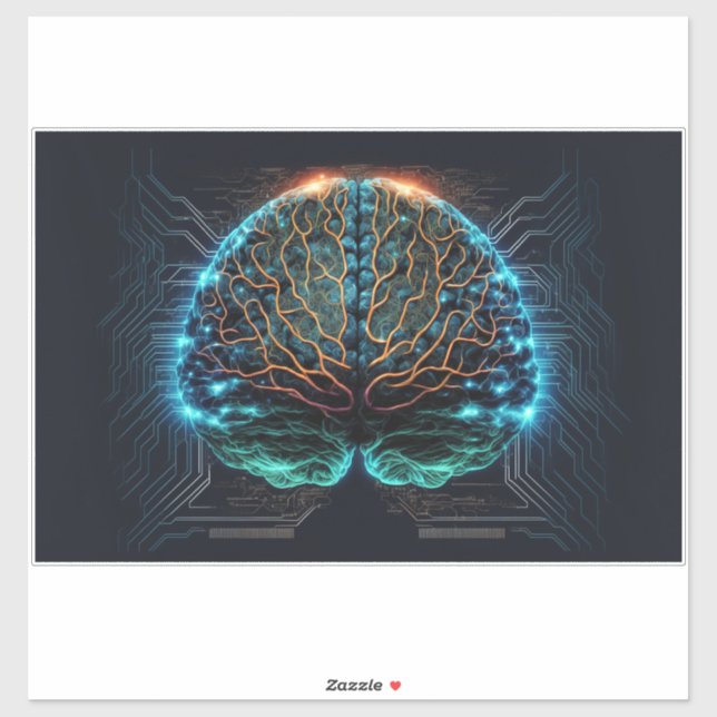Computer Cyber Brain Vinyl Sticker (Sheet)