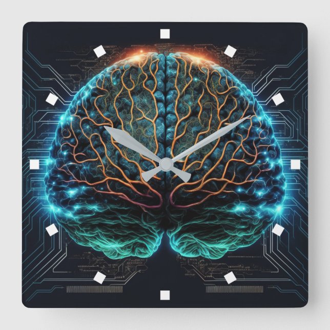 Computer Cyber Brain Wall Clock (Front)