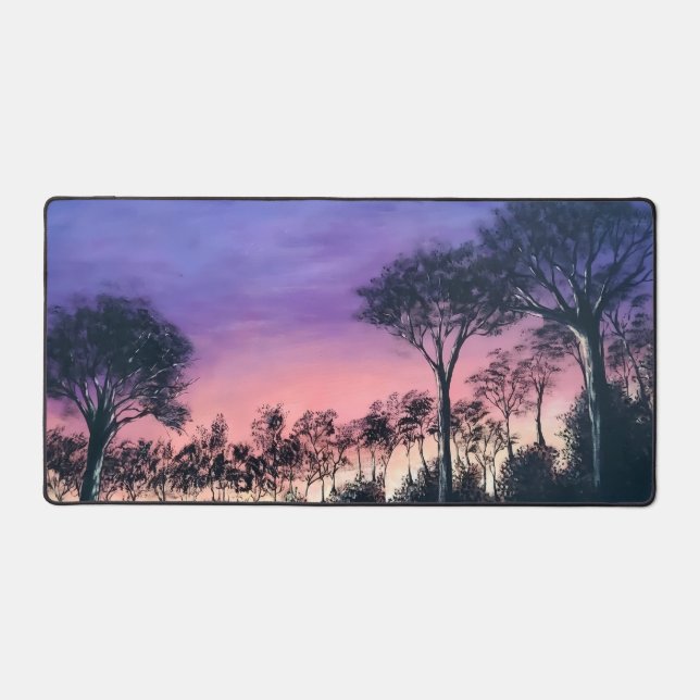 Computer desk keyboard matt with trees at sunset mat (Front)