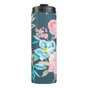 Computer drawn beautiful flowers illustrationflowe thermal tumbler