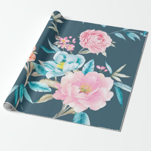 Computer drawn beautiful flowers illustrationflowe wrapping paper