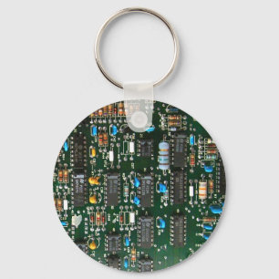 Computer Electronics Printed Circuit Board Image Key Ring