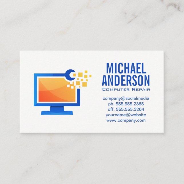 Computer Electronics Repairman | Technician Business Card (Front)
