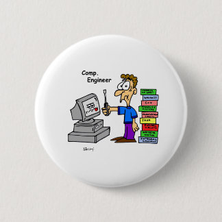 Computer Engineer Cartoon 6 Cm Round Badge