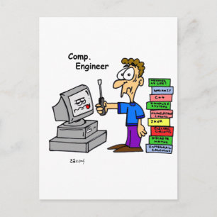 Computer Engineer Cartoon Postcard
