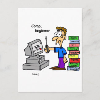 Computer Engineer Cartoon Postcard