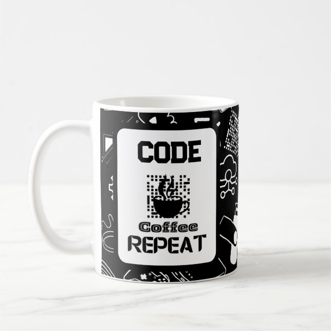 computer engineer programmer coding tech black coffee mug (Left)