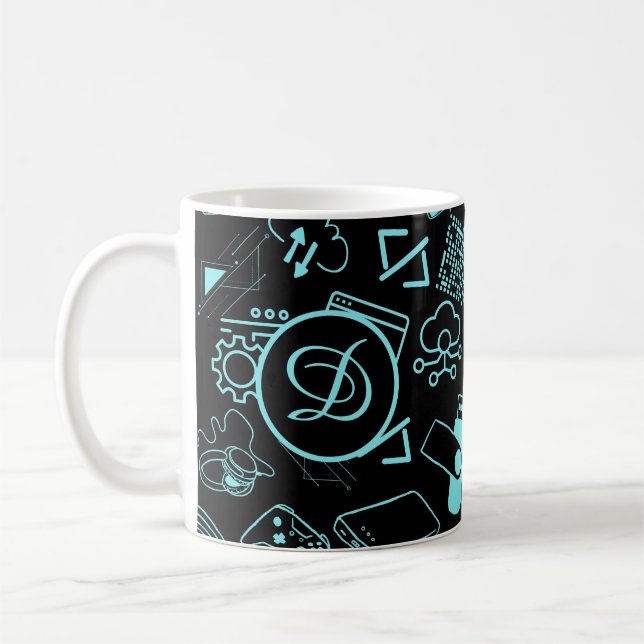 computer engineer programmer coding tech blue coffee mug (Left)