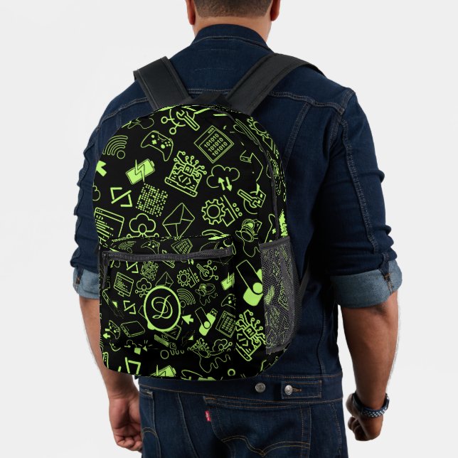 computer engineer programmer coding tech neongreen printed backpack (Insitu (Model))