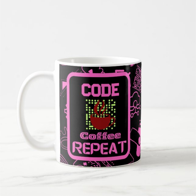 computer engineer programmer coding tech  pink coffee mug (Left)