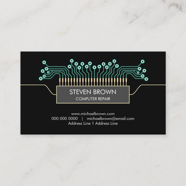 Computer engineer Science Circuit Board Code Business Card (Front)