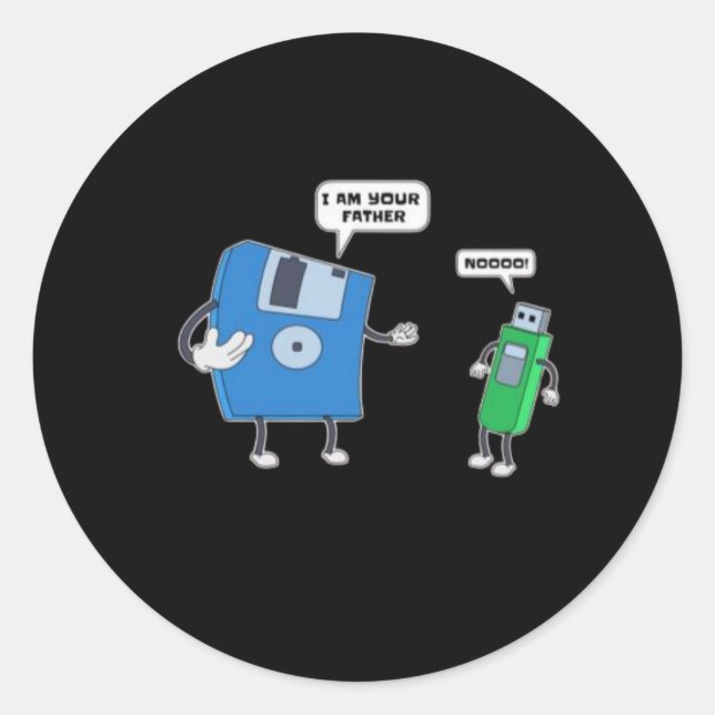 Computer Engineering Father & Son Floppy Disc Gift Classic Round Sticker (Front)
