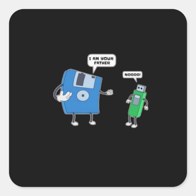 Computer Engineering Father & Son Floppy Disc Gift Square Sticker (Front)