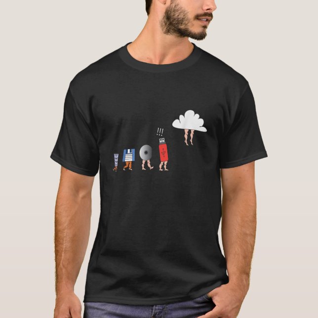 Computer Evolution Diskette USB Cloud Storage Serv T-Shirt (Front)