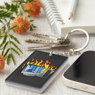 Computer Fire Acrylic Keychain