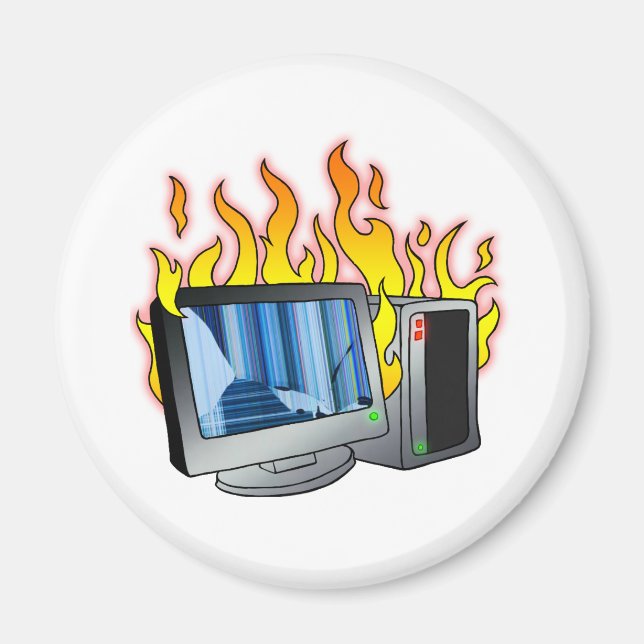 Computer Fire Circle Magnet (Front)