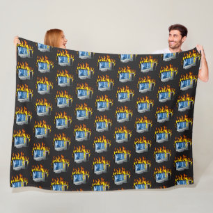 Computer Fire Fleece Blanket, All Sizes Blanket
