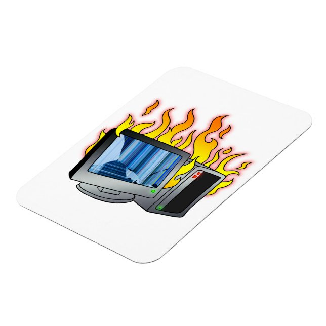 Computer Fire Flexible Photo Magnet (Left Side)