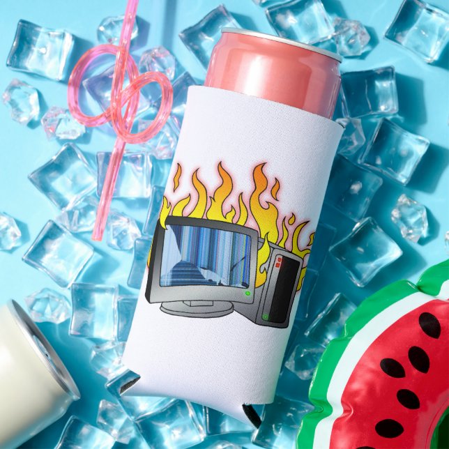 Computer Fire Foam Slim Seltzer Can Cooler (In Situ Summer)