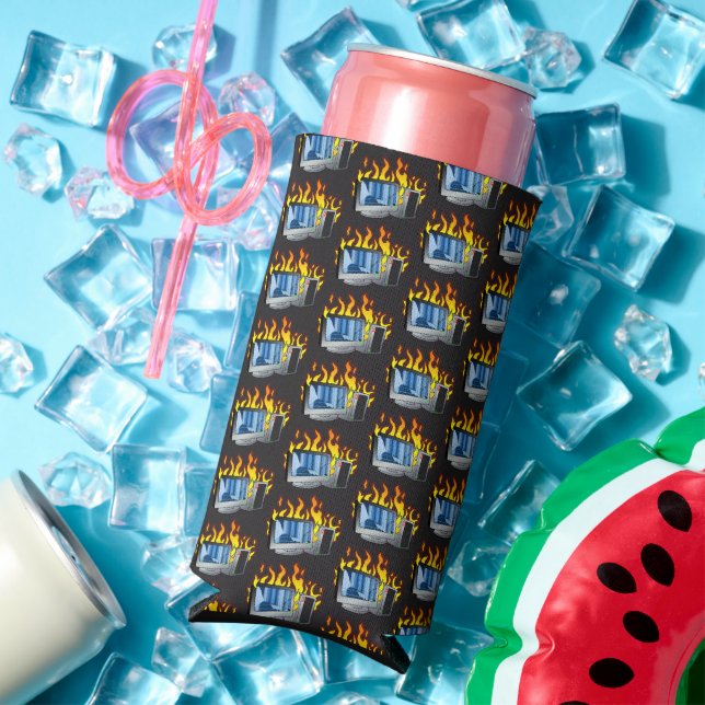Computer Fire Foam Slim Seltzer Can Cooler (In Situ Summer)