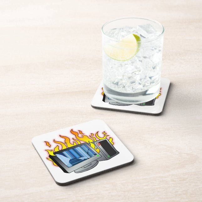 Computer Fire Hard plastic coaster (Right Side)