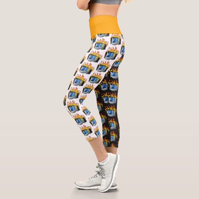 Computer Fire High Waisted Yoga Capris (Left)