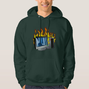 Computer Fire Men's Basic Hooded Sweatshirt