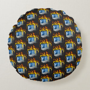 Computer Fire Round Pillow