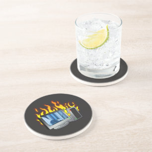 Computer Fire Sandstone Coaster