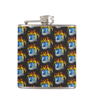 Computer Fire Vinyl Wrapped Flask