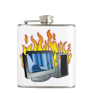Computer Fire Vinyl Wrapped Flask