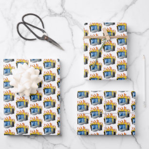 Computer Fire Wrapping Paper Flat Sheet Set of 3