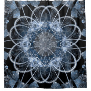 Computer fractal illustration of grey blue winter  shower curtain