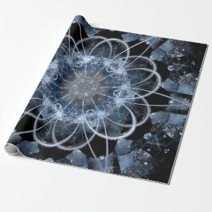 Computer fractal illustration of grey blue winter  wrapping paper