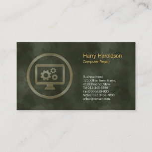 Computer Gears Icon Computer Repair Business Card