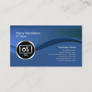 Computer Gears Icon PC Repair Business Card