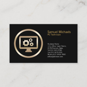 Computer Gears Icon PC Technician Business Card