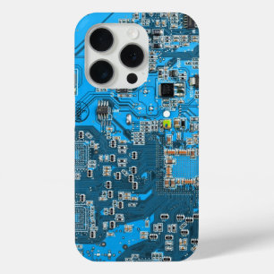 Computer Geek Circuit Board Blue iPhone 15 Pro Case