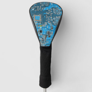 Computer Geek Circuit Board Blue Golf Head Cover