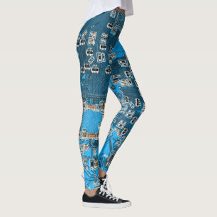 Computer Geek Circuit Board Blue Leggings